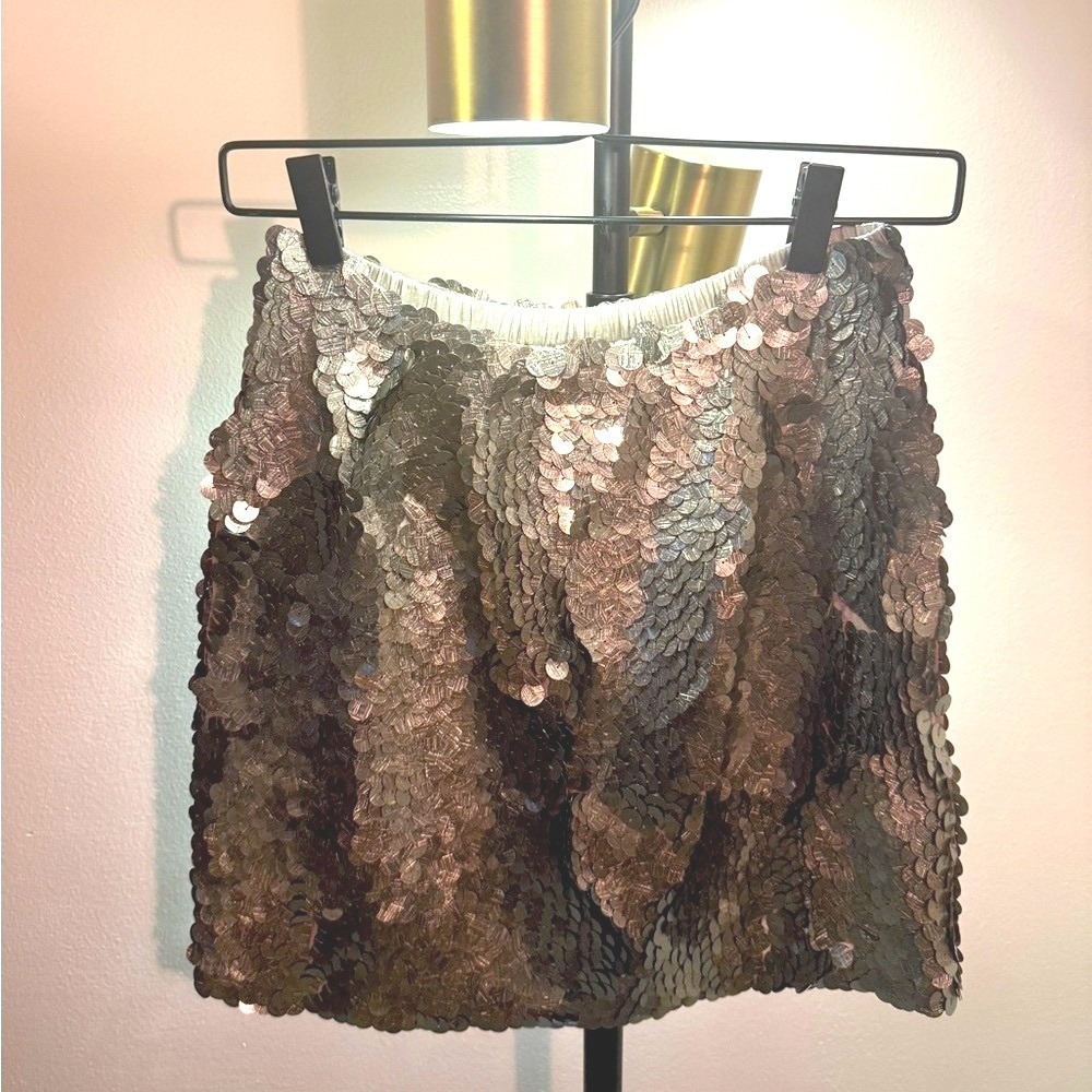 soft girl Glam Champagne stretch mini sequin shimmer sparkle girlypop metallic L